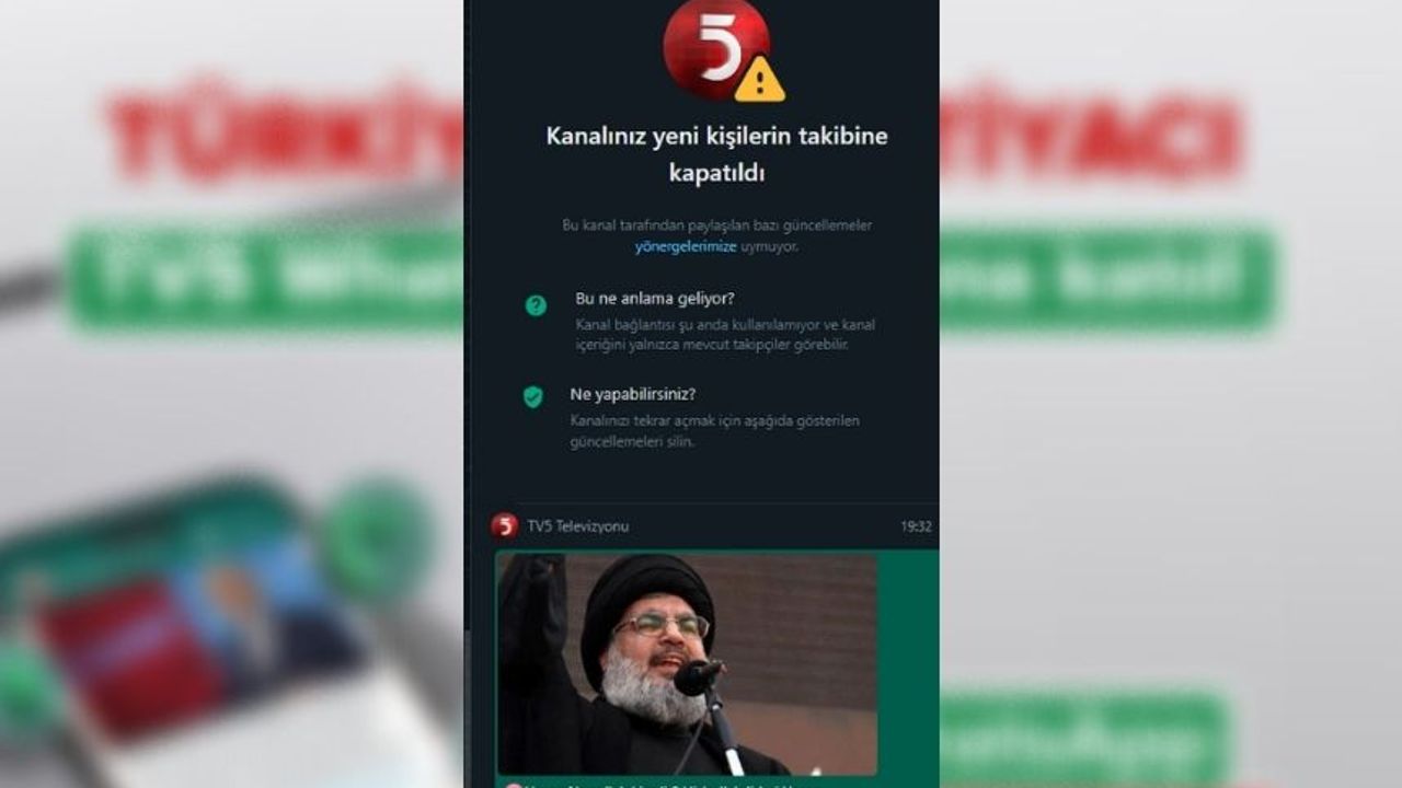 YouTube'dan sonra WhatsApp'ta TV5'e Filistin yasağı getirdi!