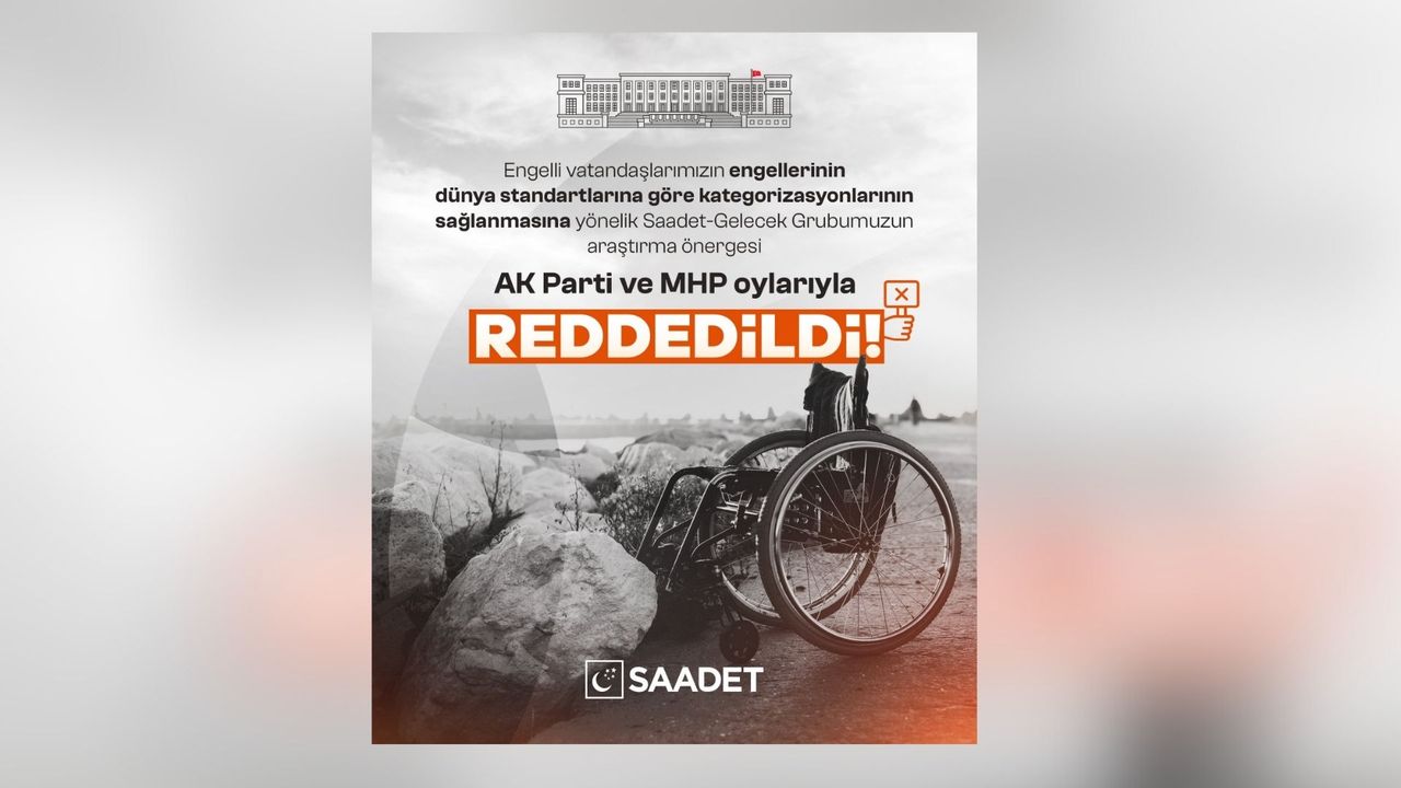 Saadet-Gelecek Grubu'nun engellilere yönelik önergesi AK Parti-MHP oylarıyla reddedildi