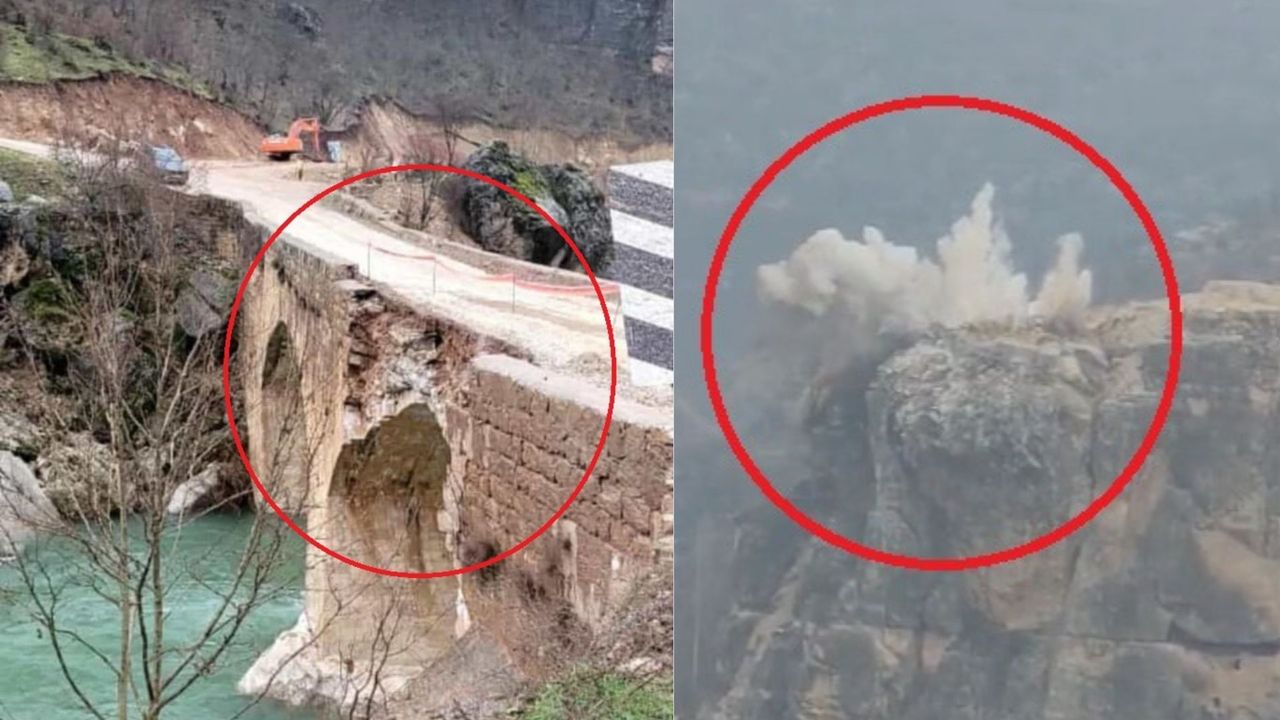 Diyarbakır'da viyadük yapımında dinamit: Tarihi köprü zarar gördü