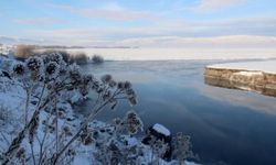 Ardahan'da soğuk hava; Kura Nehri'nin yüzeyi buz tuttu