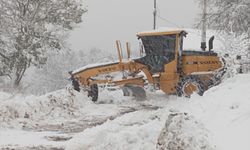 Ekipler, yüksek kesimlerdeki yollarda kar temizleme çalışması yapıyor