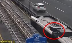 Metrobüste hareketli dakikalar: Video çekmek için metrobüsün üzerine çıkan bir kişinin o anları kamerada!