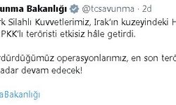 MSB: Irak'ın kuzeyinde 2 terörist etkisiz hale getirildi