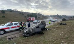 Tekirdağ'da otomobil takla attı; 2 yaralı