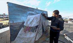 Filistinli ressamın tuvaline yansıyanlar, Gazze'de 2 yıldır yaşanan acıya ayna tutuyor