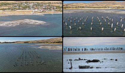 Van Gölü'nün çekilmesiyle asırlık iskelenin ayakları ortaya çıktı