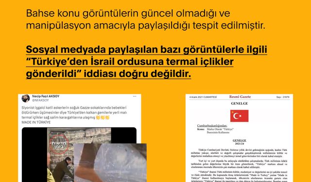 Dezenformasyonla Mücadele Merkezi İsrail ordusuna termal içlik gönderildiğini yalanladı