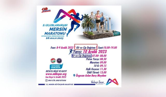 Mersin Büyükşehir Belediyesi'nden 5. Uluslararası Mersin Maratonu'na davet