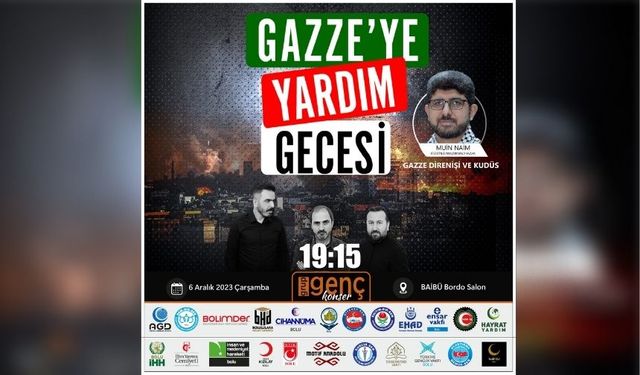 AGD Bolu'dan, 21 STK ile Gazze'ye yardım gecesi