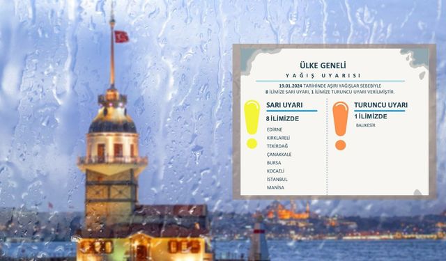 Meteoroloji'den 1 ile turuncu 8 ile sarı kodlu uyarı 