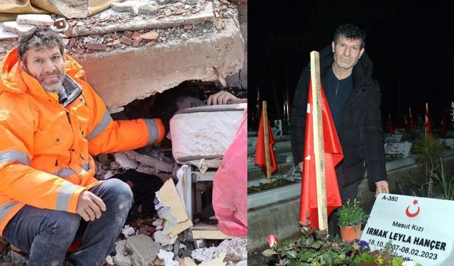 6 Şubat'ta kızının elini tutarak fotoğrafı çekilen baba kızının kabri başında: Çok kötüymüş evlat acısı