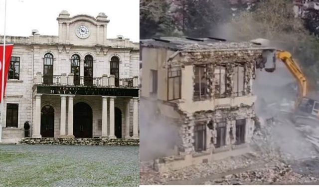 Depremde ağır hasar almıştı! Hatay Valiliği'nin tarihi binası tamamen yıkıldı