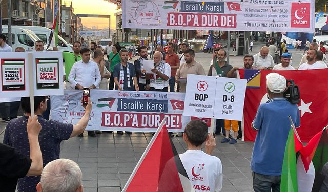 Saadet Partisi Filistin İçin Meydanlara İndi! "İsrail’e Karşı BOP'a Dur De” Eylemi