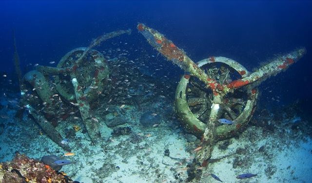 2. Dünya Savaşı batığı İtalyan bombardıman uçağı Antalya'nın Kaş ilçesi açıklarında görüntülendi