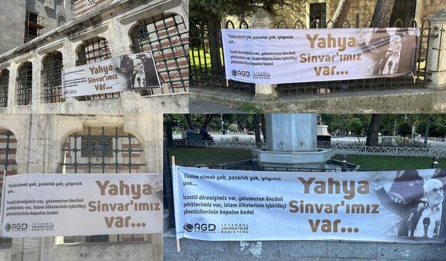 AGD'den İstanbul'un dört yanına "Yahya Sinvar" afişleri: İşbirlikçi yöneticilerinin hepsine bedel Yahya Sinvar'ımız var!