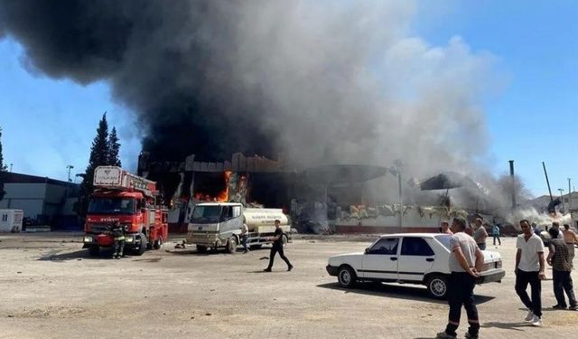 Üzüm işleme tesisinde yangın: Dumanlar gökyüzünü sardı