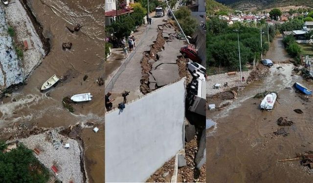 Ege’de şiddetli yağış: İzmir ve Manisa’da araçlar sular altında kaldı, yollar çöktü