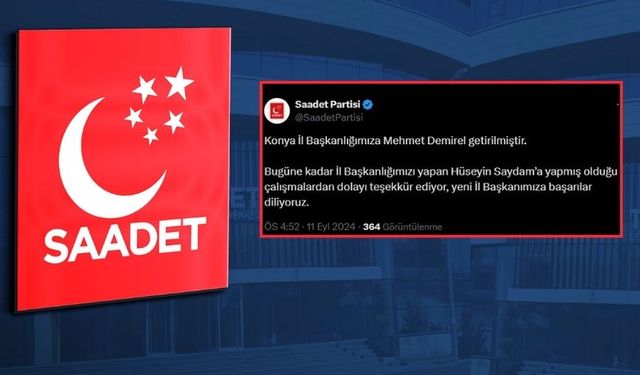 Saadet Partisi Konya İl Başkanı Mehmet Demirel oldu