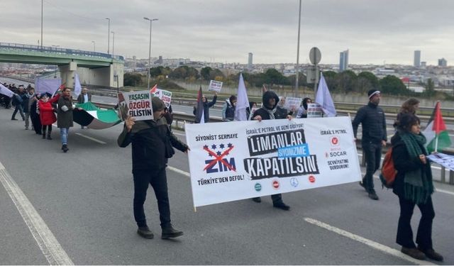 Ambarlı Limanı'nda protesto: İsrail'le suç ortaklığı derhal son bulmalı