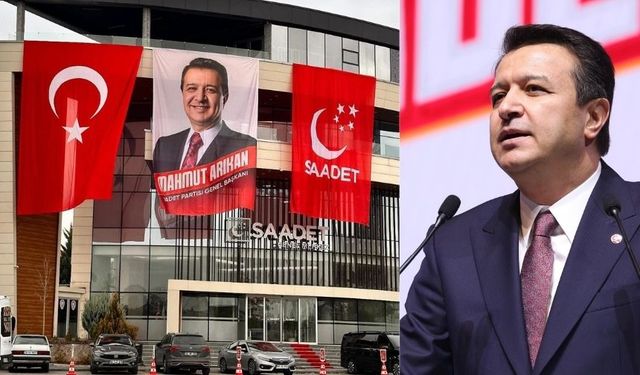 Saadet Partisi Genel Merkezi'ne yeni Genel Başkan Mahmut Arıkan'ın fotoğrafı asıldı