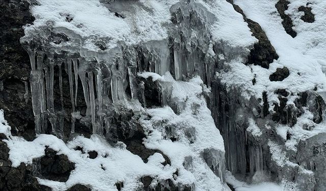 Yozgat'ta ağaçlarda ve banklarda buz sarkıtları oluştu