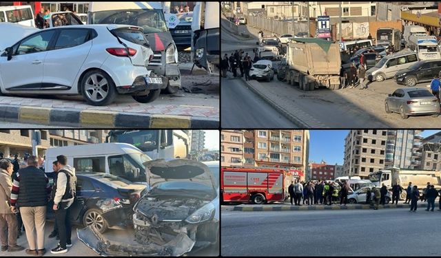 Hatay'da freni arızalanan kamyonun 5 araca çarpması güvenlik kamerasında