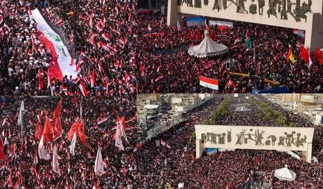 Irak'ta binlerce kişiden ABD ve İsra*l karşıtı protesto