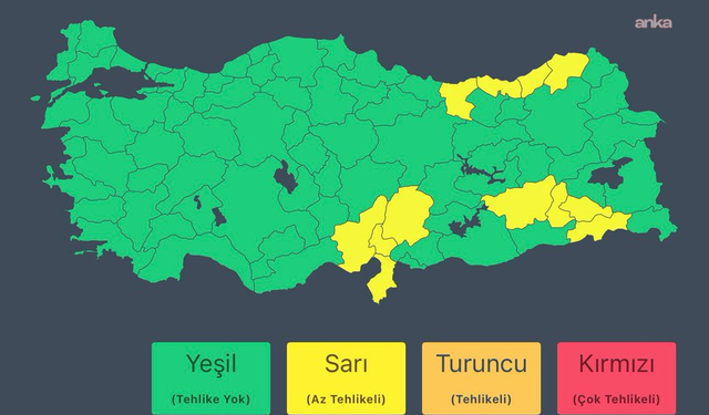 İçişleri Bakanlığı'ndan bazı illere "sarı" kodlu meteorolojik uyarı