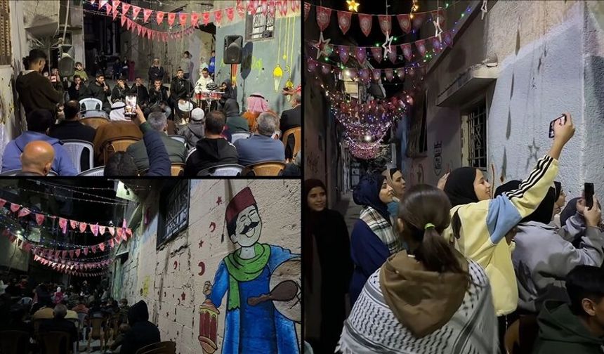 Gazze’de yıkımın izleri arasında ramazan gecesi programı düzenlendi