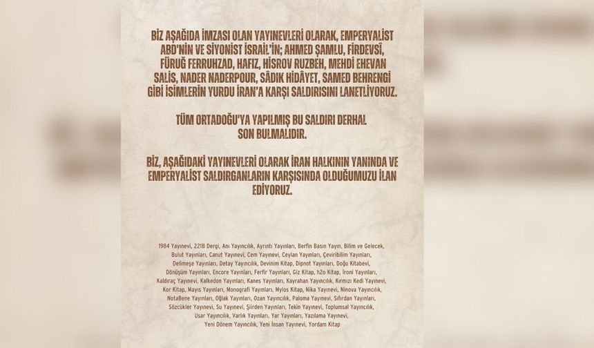 50 yayınevinden ABD ve İsra*il’in İran’a yönelik saldırılara ortak tepki