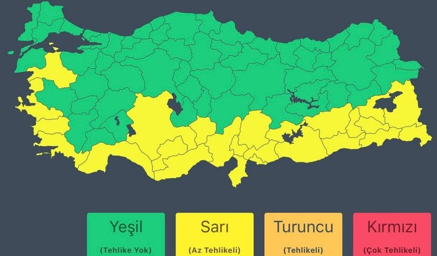 Bazı iller için "sarı" kodlu meteorolojik uyarı