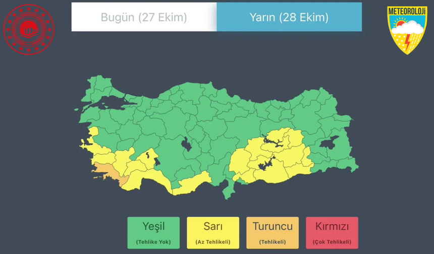 Meteoroloji’den 17 il için sarı, Muğla’nın 8 ilçesi için turuncu uyarı