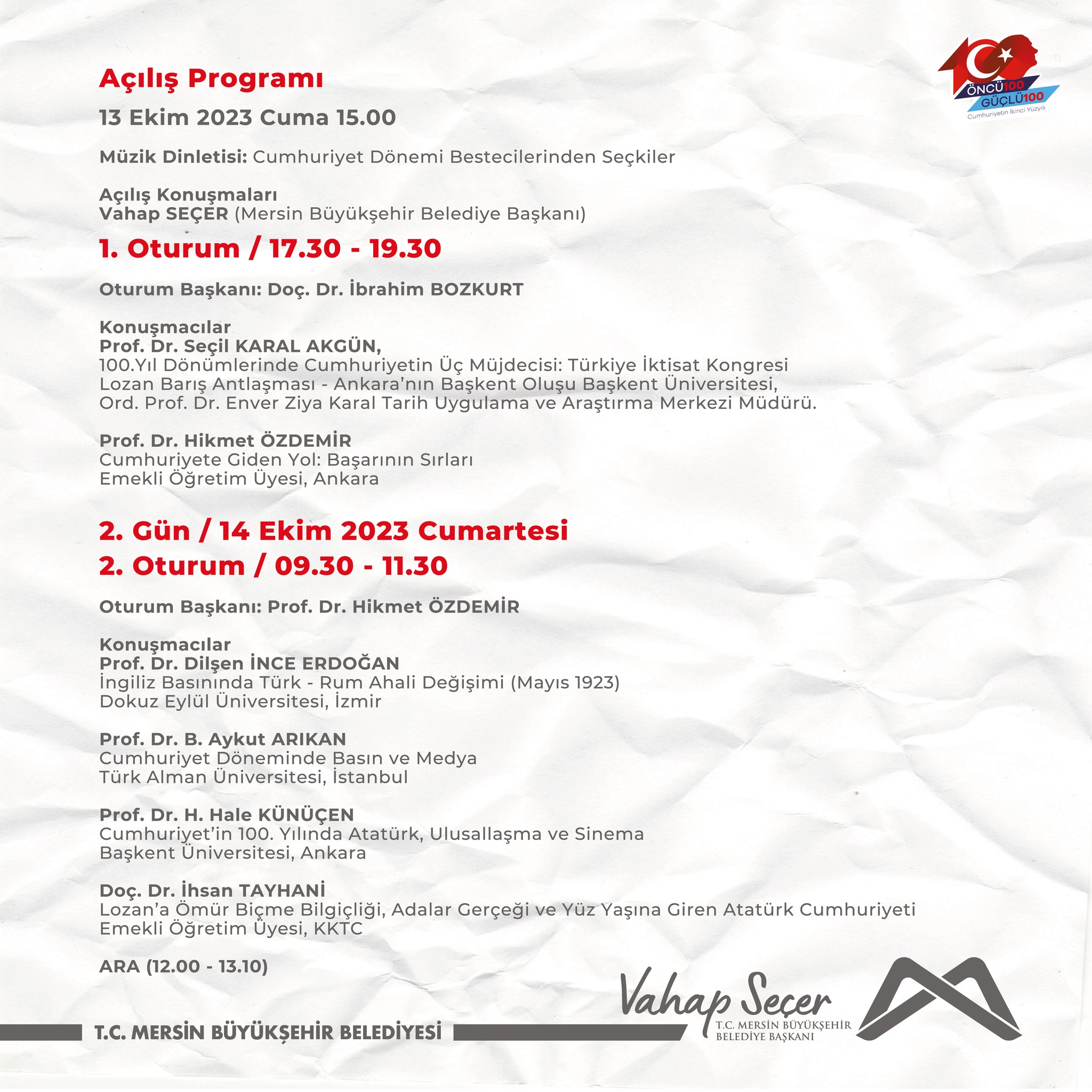 BÜYÜKŞEHİR’DEN CUMHURİYET’İN 100. YILINA YAKIŞIR KÜLTÜREL ETKİNLİKLER (2)