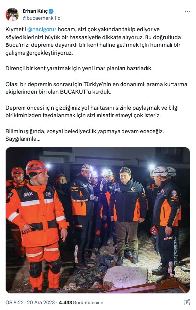 Başkan Erhan Kılıç’tan Naci Görür’e çağrı