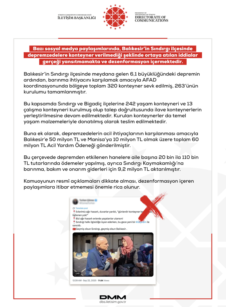 Dmm Depremzedelere Konteyner Verilmediği Iddiasını Yalanladı